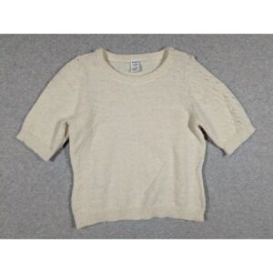 Melrose Market Women‎ Top Medium Knit Crewneck Ribbed Knit Trim Cropped